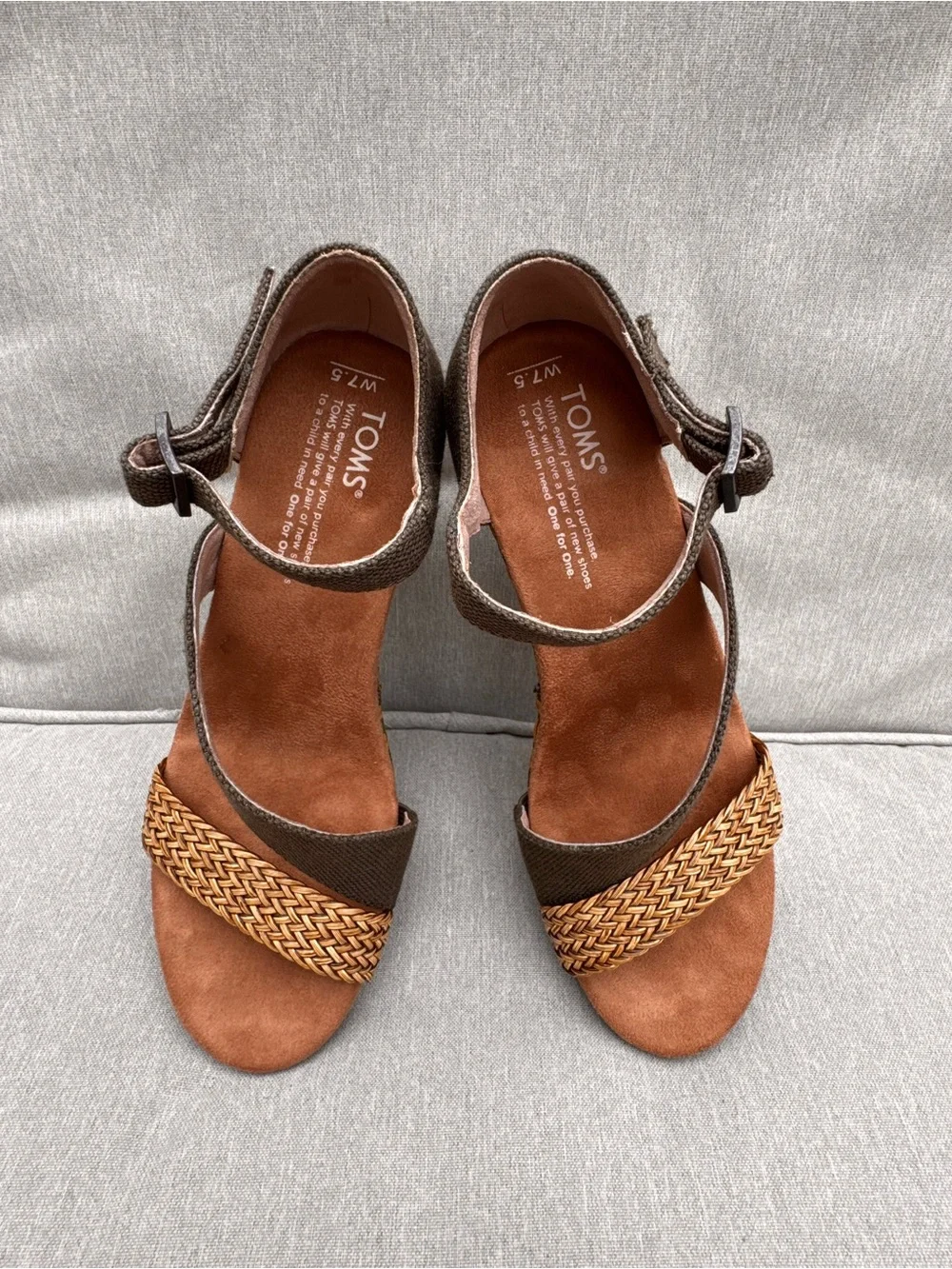 TOMS Clarissa olive textile with wrapped wedge